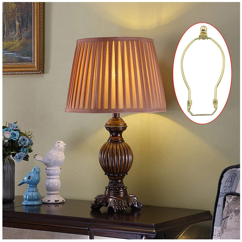 8-Inch Lamp Shade Harp Holder Fitter with Ball Finial Knob and Saddle Base [2set Gold] 8 Inch
