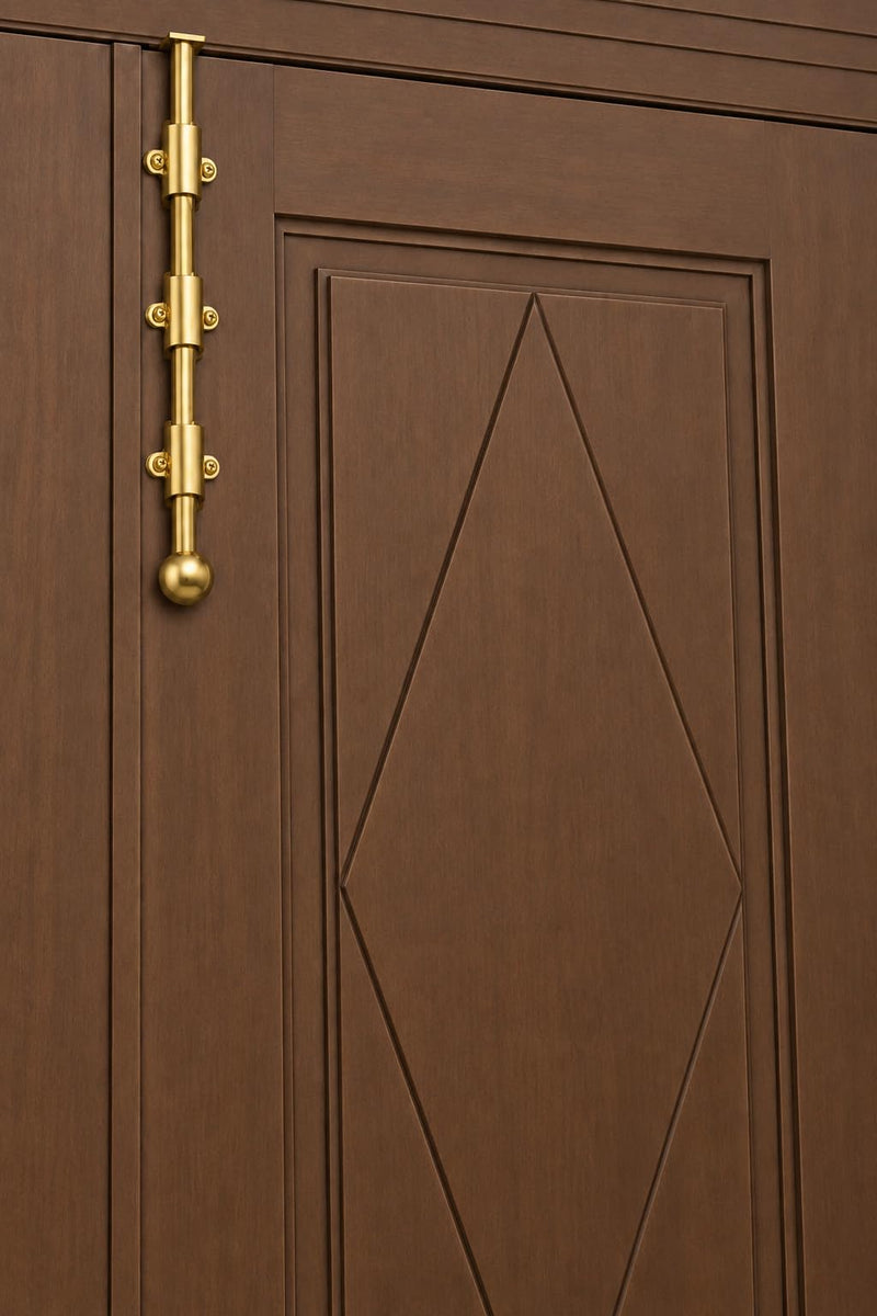 QCAA Solid Brass Dutch Door Bolt, 18", Polished Brass Lacquered, 2 Pack, Made in Taiwan