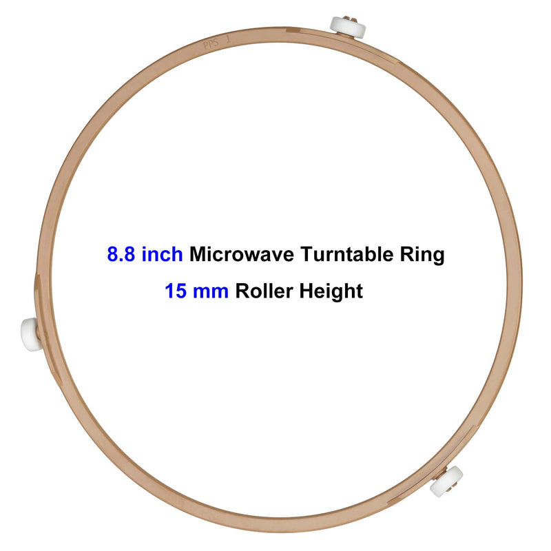 8.8" Microwave Turntable Ring with 15 mm Rollers, Microwave Oven Tray Support, Glass Plate Rotating Roller Ring, Ring Outer Diameter 8.8 inches (22.2 cm), Roller Height 15 mm