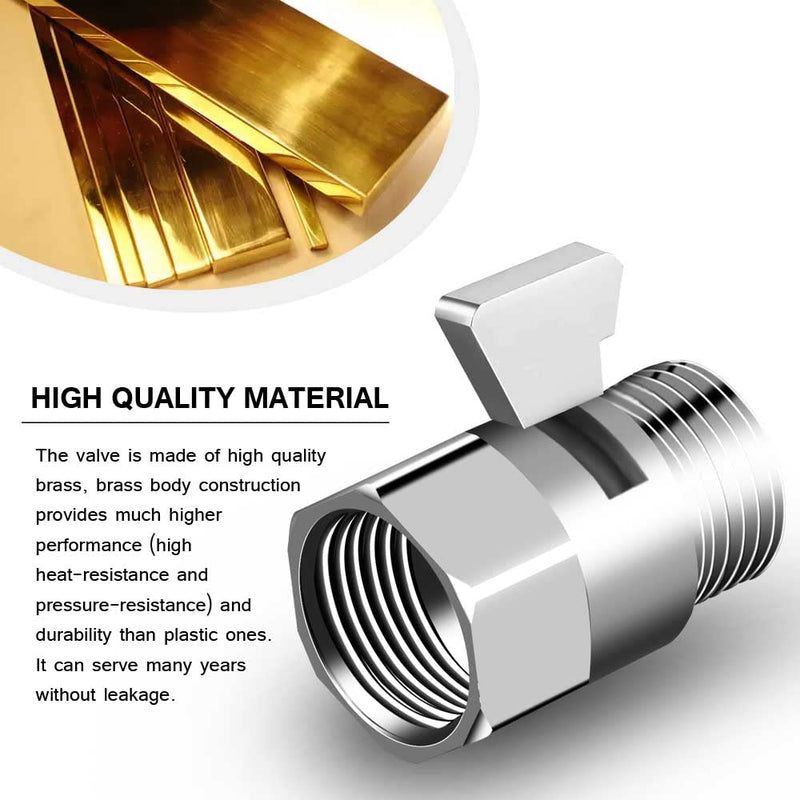 Shower Shut Off Valve G1/2" Brass Shower Head Flow Control Valve with Handle Lever G1/2 Universal Size for Shower Arm and Hose Silver
