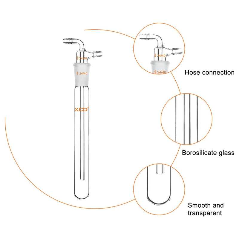 XCD Glass Vacuum Cold Trap, Lab Vacuum Cold Trap with 10mm Serrated Hose, 200 mm Length Below The 24/40 Joint