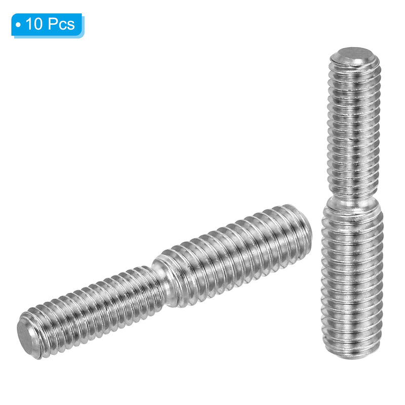 PATIKIL M5x15mm to M6x15mm Double End Threaded Stud Screw Bolt, 10 Pack 304 Stainless Steel Rod Bolts Thread Reducer Adapter for Furniture Fastener, Hardware Connectors
