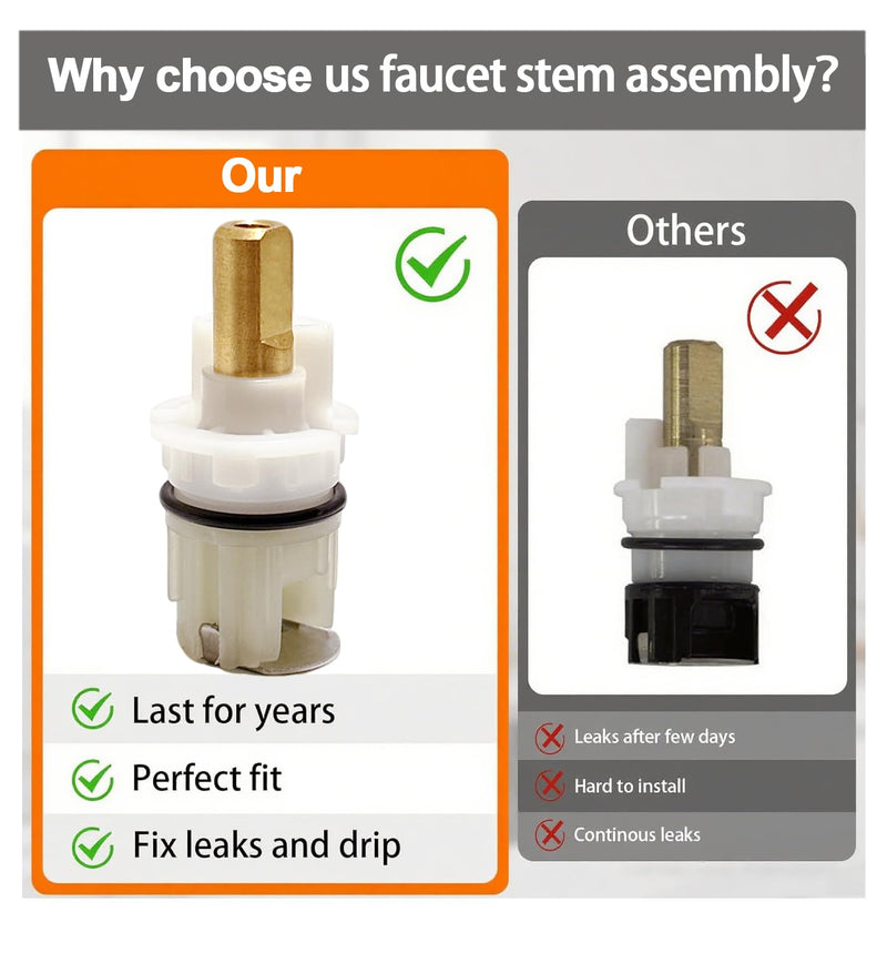 RP25513 Faucet Stem Assembly Replacement kit for Delta Two Handle Faucet Repair Kit with RP24096 cartridge, RP4993 Seat and Spring, RP24097 Turn Stop 1/4, Pack of 4