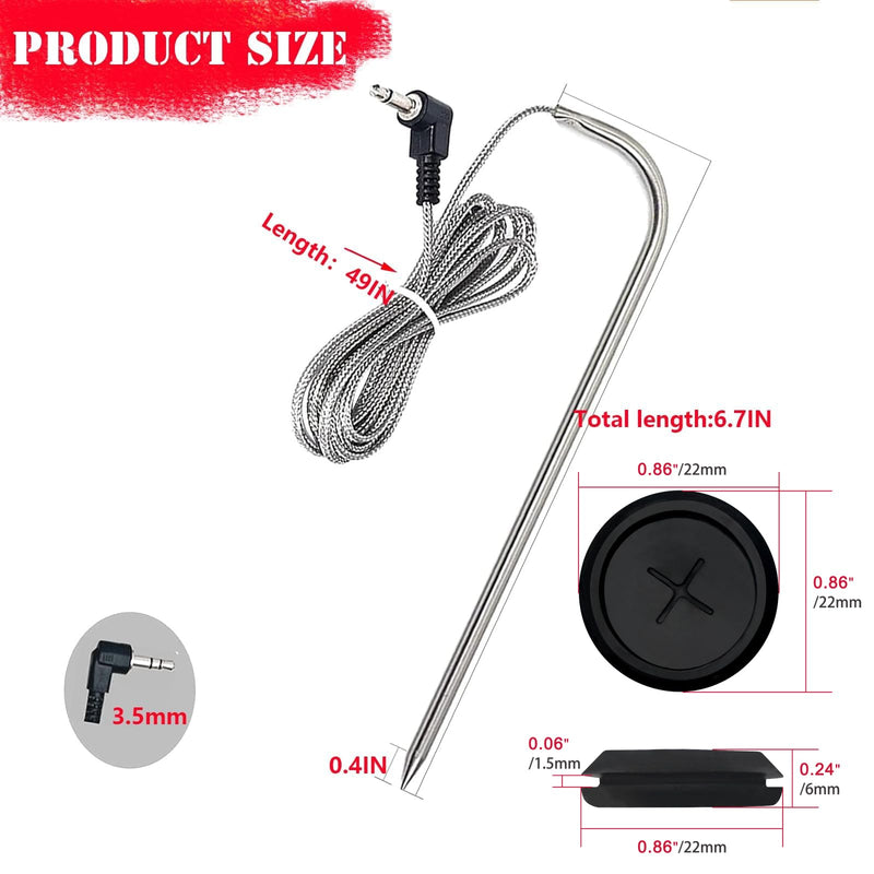 2-Pack Temp Meat Probe Replacement for Pit Boss Pellet Grills and Smokers, 3.5 mm Plug Thermometer Probes ，Compatible with Pit Boss Series Pellet Grill