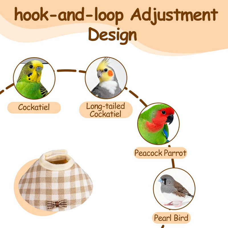 Parrot Anti-Bite Collar,4 PCS Adjustable Magic Sticker Parakeet Neck Protective Cones for Bird Budgerigars Lovebirds Cockatiels L