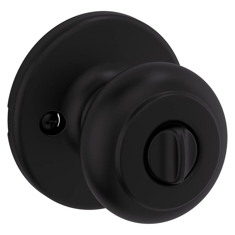 Kwikset Cove Entry Door Knob with Lock and Key, Secure Keyed Handle Exterior Doorknob, Front Entrance and Bedroom, Matte Black, Pick Resistant SmartKey Rekey Security 1 Pack Keyed Entry