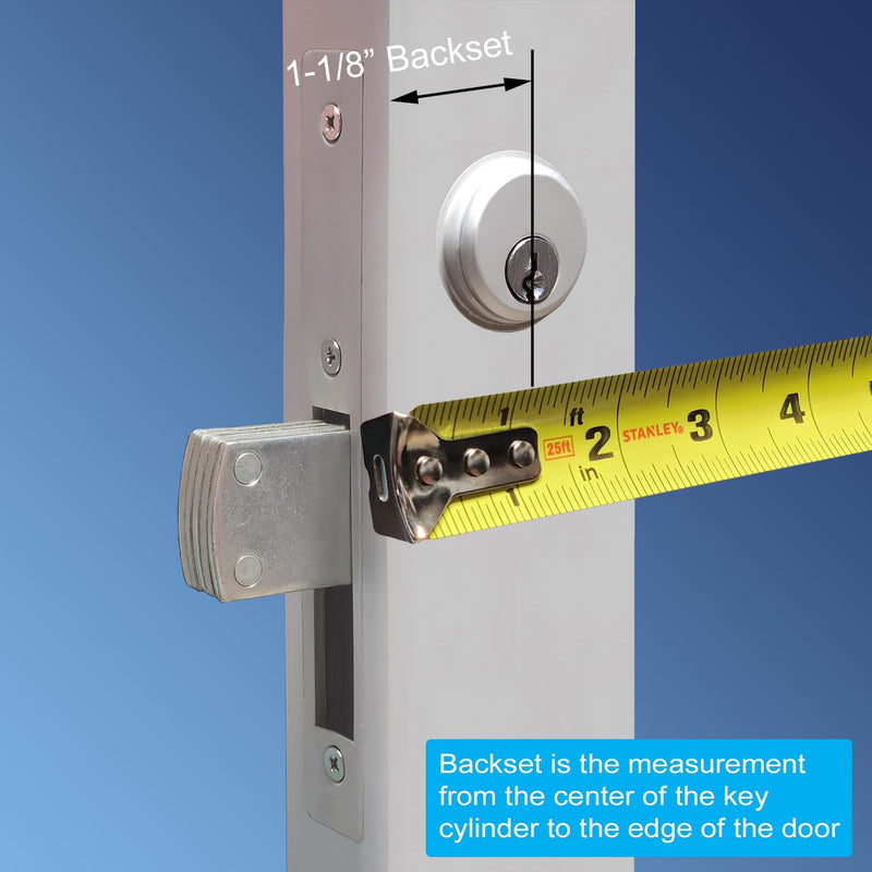 Storefront Commercial Aluminum Door Sliding Door | Mortise Hook Bolt Deadbolt Lock with Key Cylinder & Thumbturn | Hookbolt Key Thumbturn Combo, 1-1/8" Backset, Aluminum and Duronotic (AL)