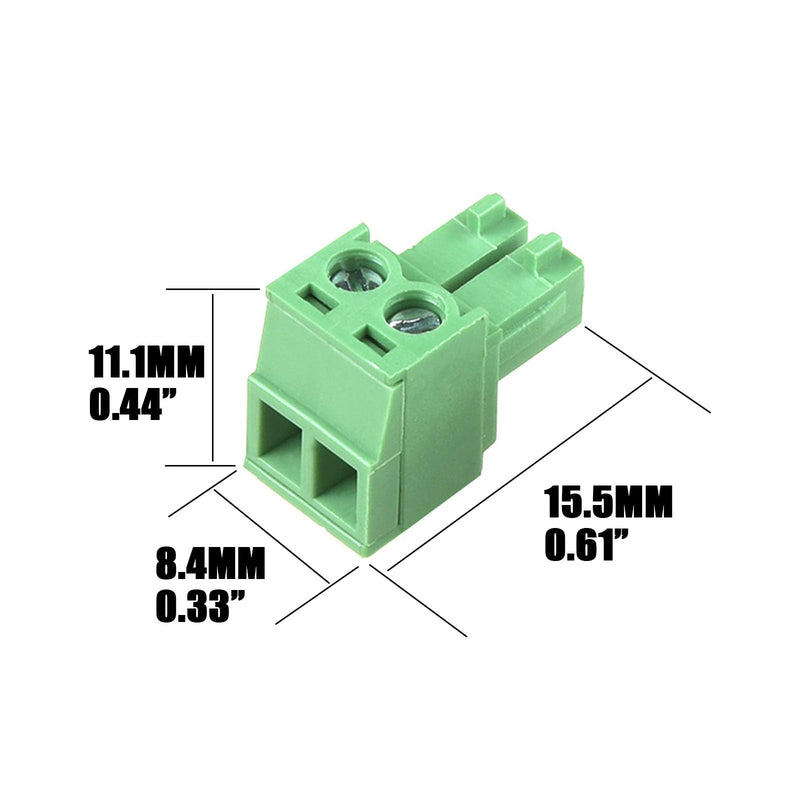 20 pcs 2 Pin KF2EDG 3.81mm/0.15" Pitch Pluggable PCB Angle Screw Terminal Block Plug Connector Socket Panel Mount DIY 20 pcs 2 Pin