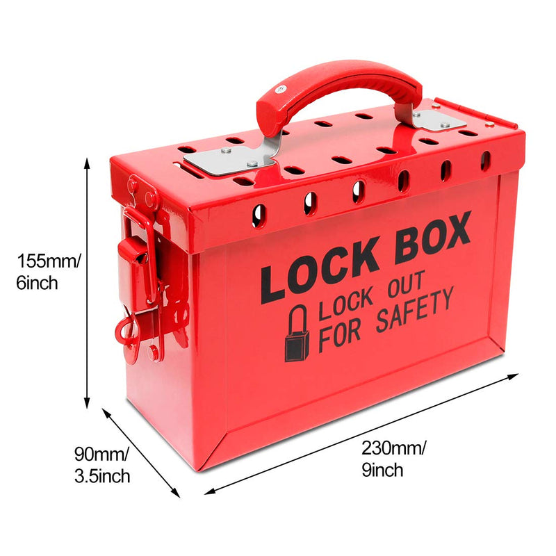 WISAMIC Group Lockout Tagout Lock Box: with 13 Slots Portable Safety Lockout Box Steel Red