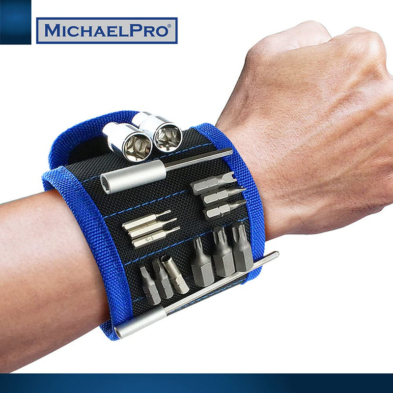 MichaelPro Magnetic Wristband for Screws, Nails and Drill Bits, Tool Belt with 15 Strong Magnets, Easy Hardware Access, Auto Repair & Construction Accessories, Ideal Gift for Men and Women - MP015001