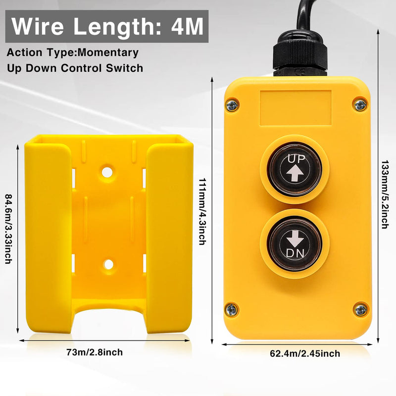 Taiss 4 Wire Dump Trailer Remote Control Switch 12V DC Dump Trailer Controller,Industrial Pushbutton Switches Up Down Control Switch for Truck Lift Unloading Trailer Tipper F-G018-4W