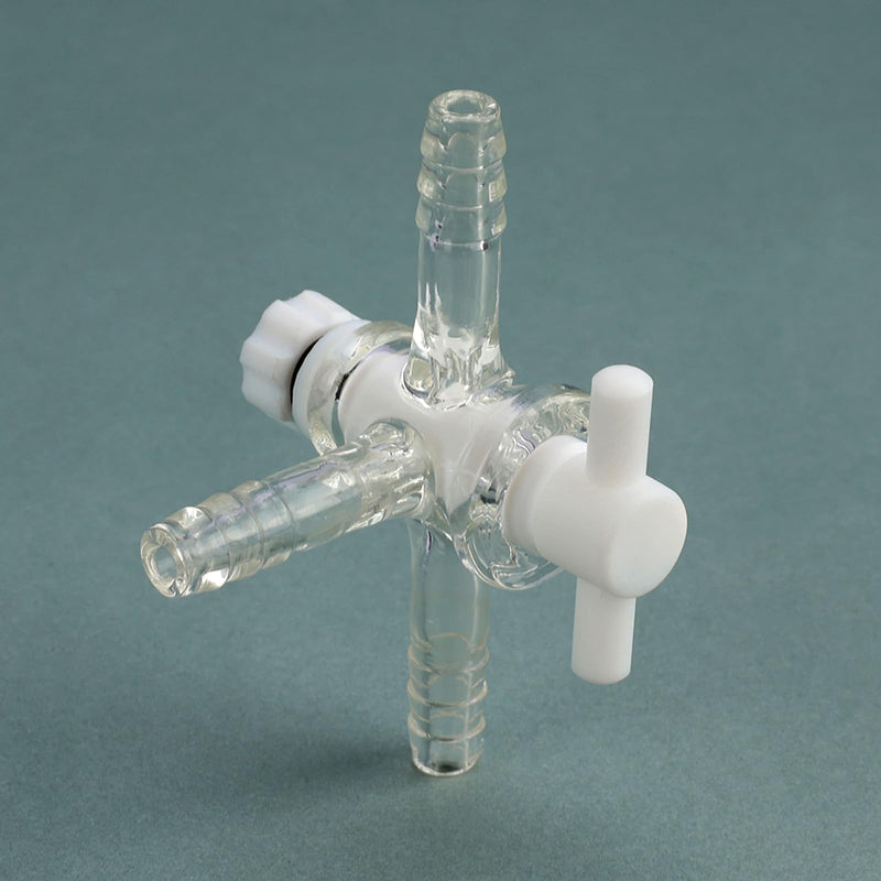 stonylab Vacuum Glass 3-Way Flow Control Adapter with PTFE Valve, Triple Hose Connection, Lab Distillation Tool for Flow Controlled Application, 1 Pack