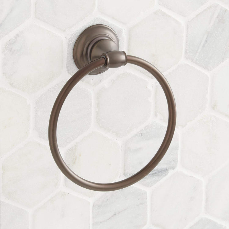 Signature Hardware 948236 Beasley 6-1/2" Wall-Mounted Towel Ring - Aged Brass