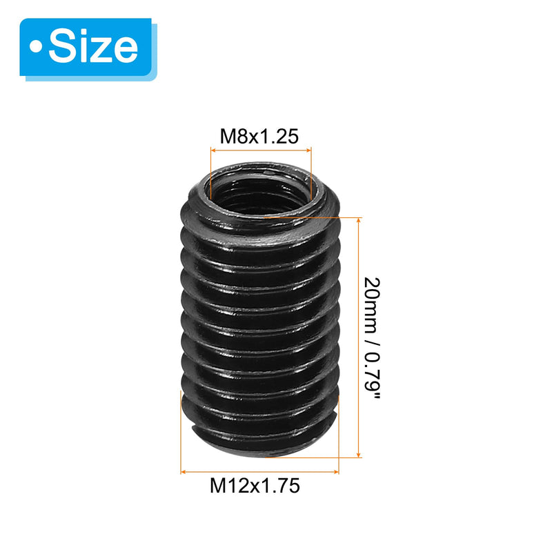 PATIKIL Grade 8.8 Carbon Steel Threaded Repair Insert Nut, 5pcs M8x1.25 Female to M12x1.75 Male Screw Sleeve Inserts Reducing Adapter Reducer 20mm M8xM12x20mm