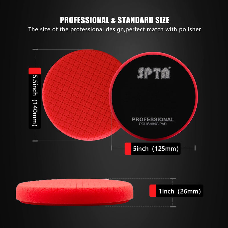 Red T10 Ultra-Fine Finishing Pad, 3Pcs 5.5 Inch Buffing Polishing Pads for 125mm Backing Plate Compound Buffing Sponge for Car Buffer Polisher Compounding, Polishing and Waxing-FPTSS5R-3 5.5inch 3Pcs Red T20 Buff and Wax