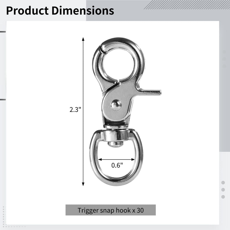 OMISTAR 30 PCS Trigger Snap Hooks, Heavy Duty Spring Buckle Metal Swivel Clips Snaps Hook for Pet Cages, Key Chains Swivel Clip Hooks Cage Lock
