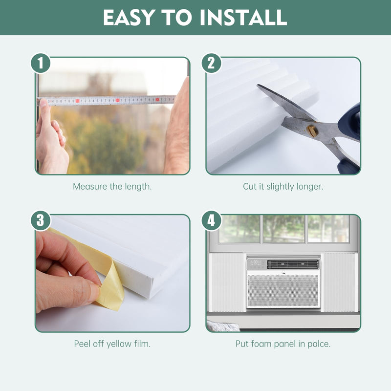 Window Air Conditioner,Side Insulated Foam Panel, Summer/Winter Heat and Draft Insulating,Two-Piece Panels Window Seal,with 4 Pressure Strips high density
