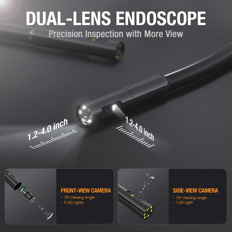 5FT Dual Lens Probe, 5mm/0.2inch Diameter Semi-Rigid Cable Compatible with MS450 Inspection Camera