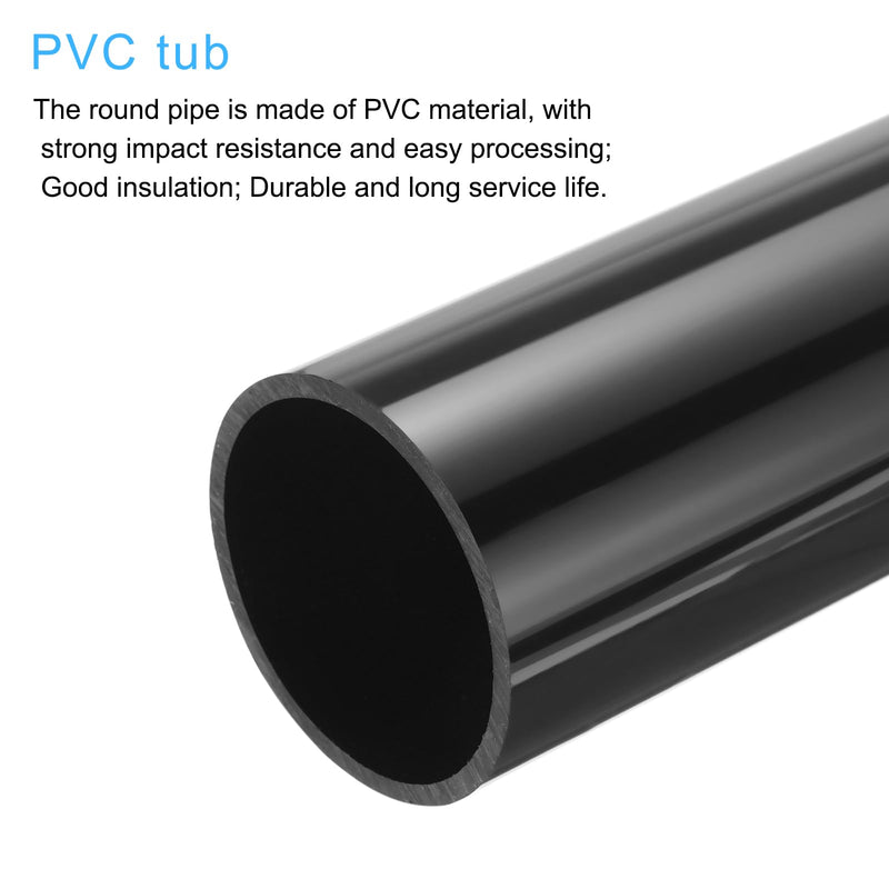 MECCANIXITY 3 Inch PVC Rigid Tube Round Pipe Hardware Tubing 68mm ID 75mm OD 350mm Black High Impact for Water Pipe Crafts Cable Sleeve 68mm x 75mm