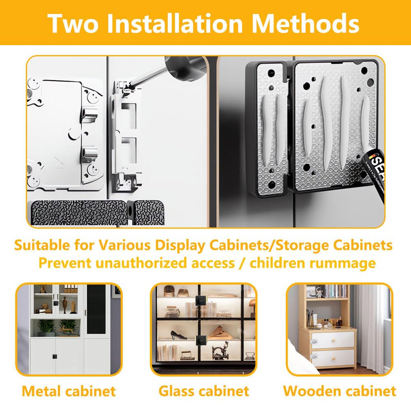 Closet Door Lock - 2 Pack 3-Digit Keyless Combination Cabinet Lock Drawer Locks - Anti-Pry Double Door Locks for Swinging Sliding Door Cupboard Pantry Barn Shed Door White