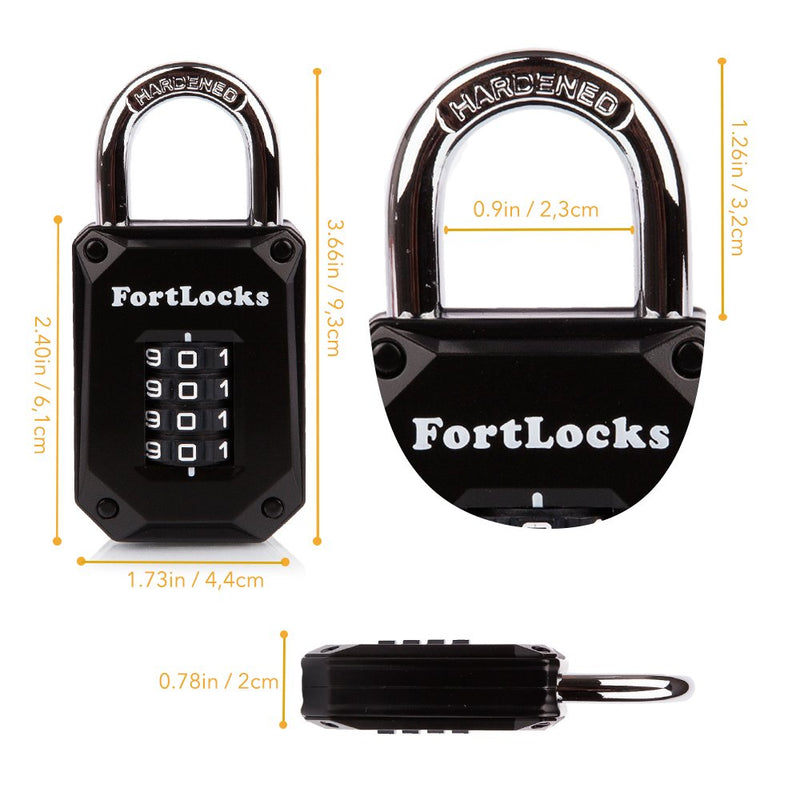 Gym Locker Lock - 4 Digit, Heavy Duty, Hardened Stainless Steel, Weatherproof and Outdoor Combination Padlock - Easy to Read Numbers - Resettable and Cut Proof Combo Code - 1 Pack Black - NewNest Australia