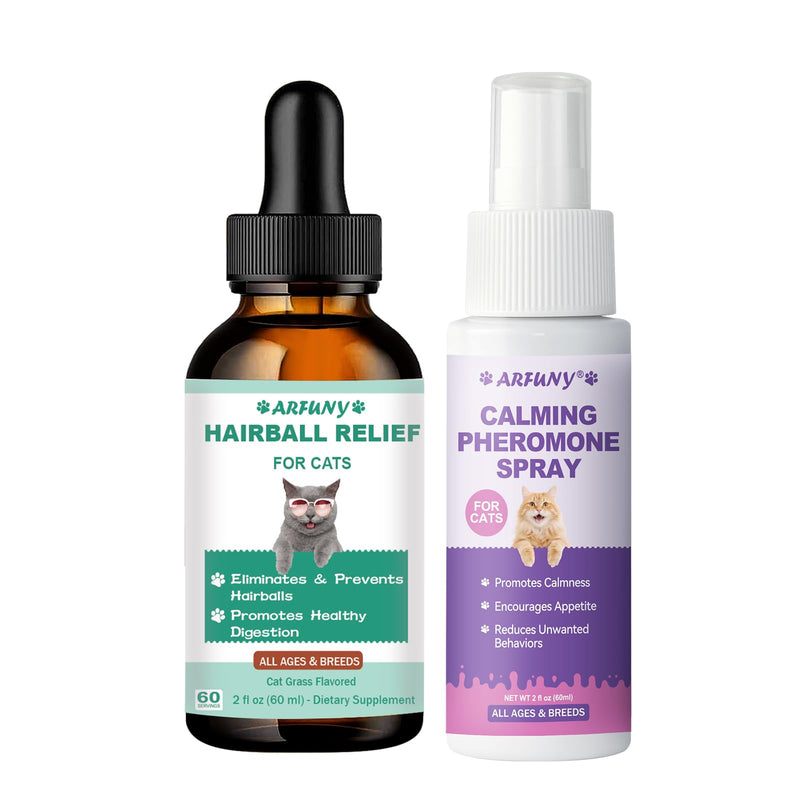 Hairball Treatment for Cats - Cat Hairball Remedy - with Natural Ingredients & Vitamins, Cat Calming Spray - Reduce Scratching, Fighting, Peeing, Marking