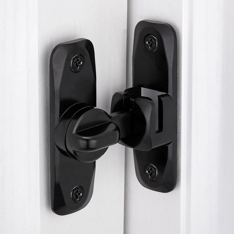 2 Packs Barn Door Latches,Black 90/180 Degree Gate Lock,Zinc Alloy Right Angle Door Lock Latch,Flip Gate Latches Hardware,Door Security Sliding Door Latch Lock fo Cabinets,Bathroom,Barn Door Black 2