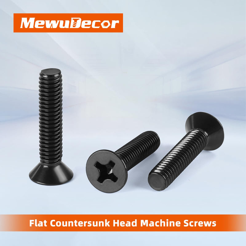 1/4-20 x 1 Flat Countersunk Head Machine Screws, Full Thread, 304 Stainless Steel 18-8, Black Finish, 25 PCS 1/4-20 x 1"