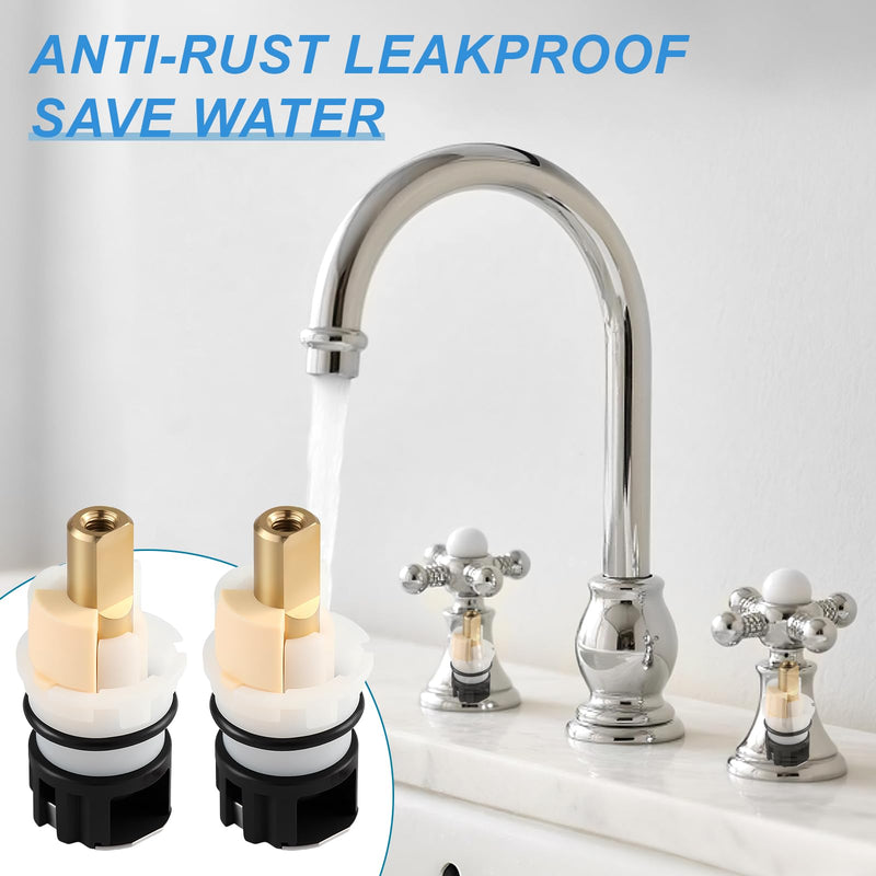2 Pack RP25513 Faucet Stem Replacement, Compatible with Delta Two Handle Faucet and RP24096 Faucet Cartridge Repair Kit, with RP24097 Turn Stop 1/4 and 2 × RP4993 Seat and Spring (2)