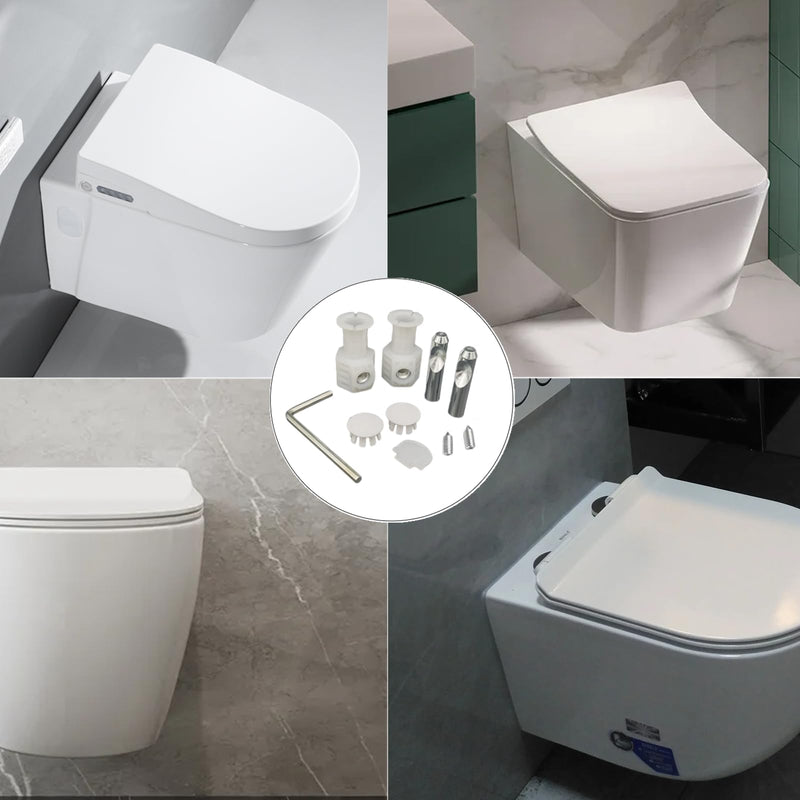 1 Pair Toilet Fixing Kit Universal Back to Wall Toilet Fixing Bolts Kits for Wall Hung Toilet, Toilet Lid Screws Top Fixing Hinges Bathroom Repair Fixings Bracket and Screws for Floor Bathroom Toilet