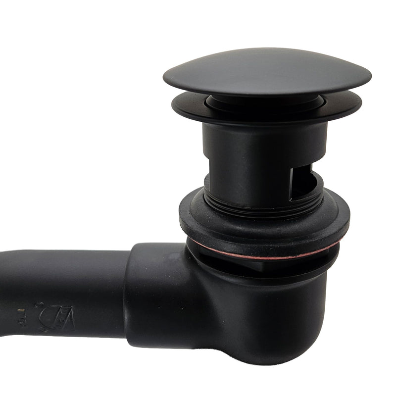 Westbrass 1-1/4" Tip-Toe Offset Overflow Lavatory Drain, 17 Gauge Brass Sink Drain with 1-1/4" Tailpiece, Fits 1-1/2" Opening, Fully Finished Exposed Installation, Matte Black