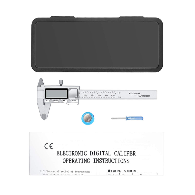 Neoteck 4 inch/100mm Digital Caliper, Stainless Steel Electronic Calipers Measuring Tool inch/mm Conversion, Large LCD Screen 4 inch Digital Caliper
