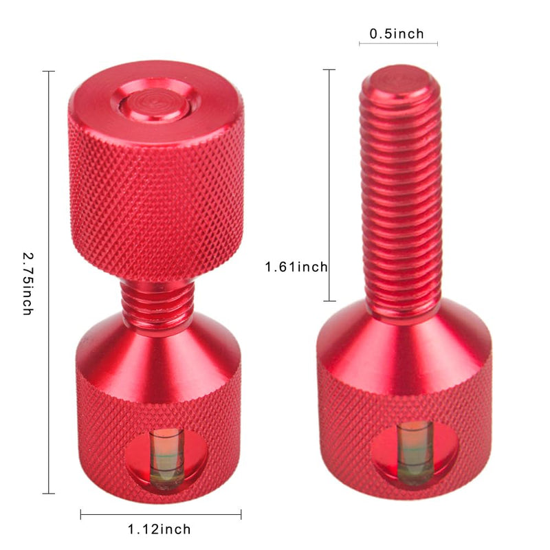 1-1/8" Two Hole Pins Built-in Level 6061 Aluminum 2 Hole Flange Alignment Pin with Anodized Oxide Red Finish 4Pcs 4