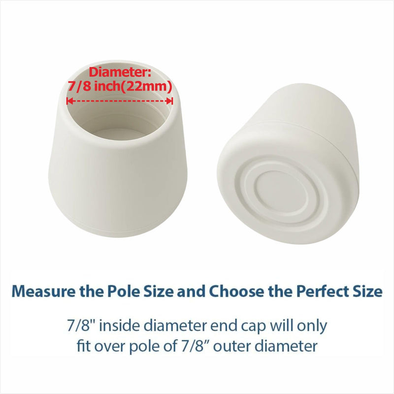 Boat Cover Support Pole Bottom End Cap - 7/8" Rubber Top, Boat Accessories, 12 Pcs (White) White