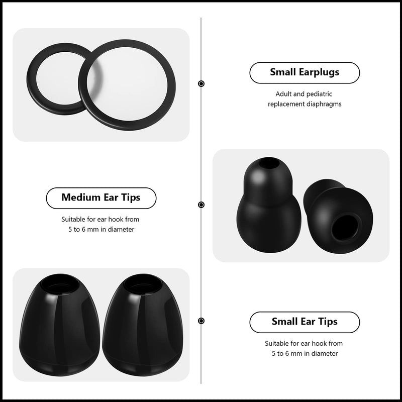 BBTO 24 Packs Stethoscope Spare Parts Kit, Black Stethoscope Replacement Parts Stethoscope Accessories Stethoscope Ear Tips Accessories for Stethoscope (Adult) (Adult and Pediatric) Adult and Pediatric
