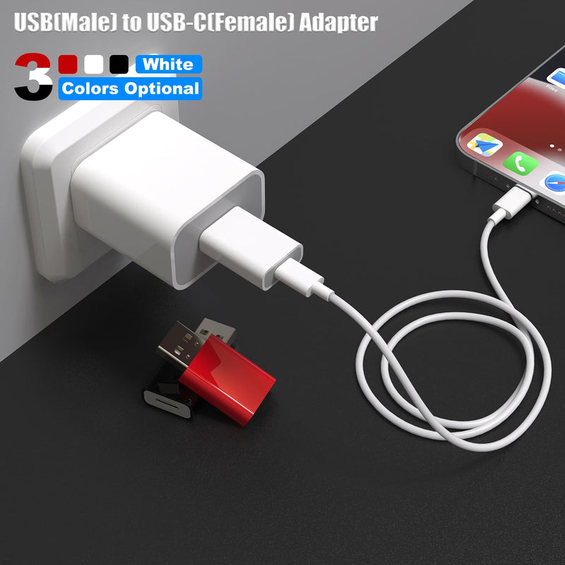 USB to USB C Adapter,USB-C Female to USB Male Adapter Compatible with Apple MagSafe Watch 10/9/8/7/SE/Ultra,Car,iPhone 16 15 14 13 12 Mini Pro Max,iPad,Galaxy,Pixel 7 6 5,CarPlay,Wall Plug 2 Pack White