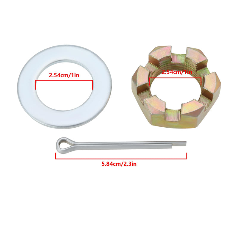 2 Sets Trailer Nut Kit 1 inch Carbon Steel Shaft Washers 2.3 inches Long Cotter Pins Compatible with 1" Shaft Spindle for Trailer RV Boat