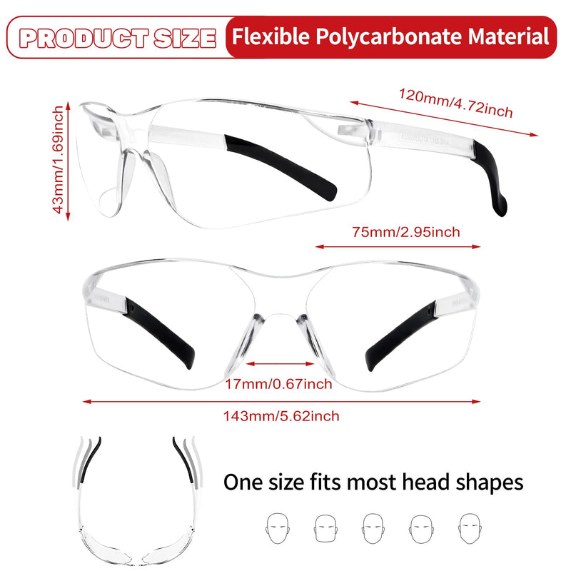 24 Pack Bulk Safety Glasses Clear Lens ANSI Z87.1 Safety Glasses for Women Men Eye Protection Glasses with Scratch and Impact Resistant for Construction and Laboratory 118-24pc Clear 1