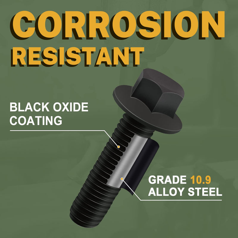 LIONMAX M6 Hex Head Flange Bolts, Flanged Hexagon Screws M6 x 25mm Full Threads, Black Oxide Finish, Rust-Resistance, Quantity 30 M6 x 25mm (30 PCS)