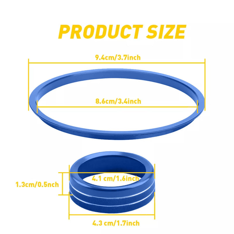 8PC AC Knob Covers & Inner Vent Rings for Tacoma 2016-2023, Blue 2016-2023 | AC Covers + Inner Vent Rings | 8PC