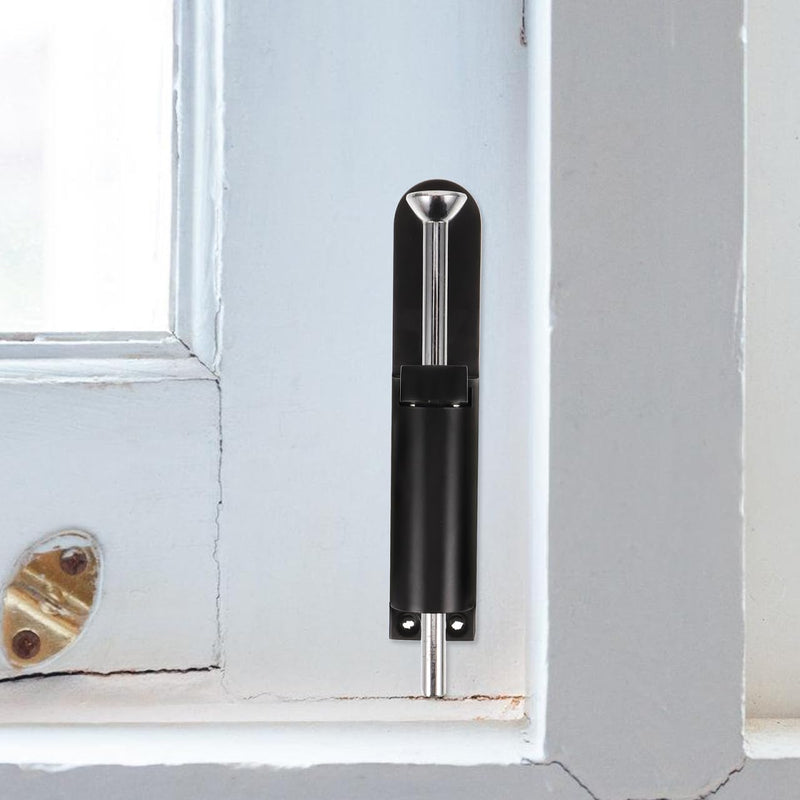 Mikikit Heavy Duty Spring Latch Black Spring Loaded Cane Bolt for Double Door Lock