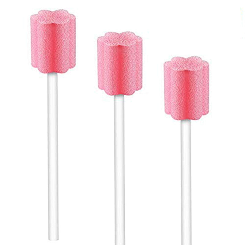 50 Disposable Oral Care Swabs, Sponge Dental Swabsticks Unflavored Sterile(Pink） Plum Pink