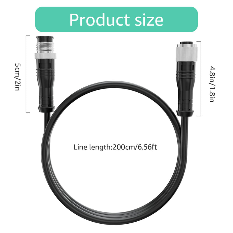 NMEA 2000(N2K) 2 Meter Extension Cable – Backbone & Drop Cable Compatible with Lowrance Simrad B&G Navico Network 5 Pin M12 Thread Marine Grade Cable. (6.56FT) 6.56FT