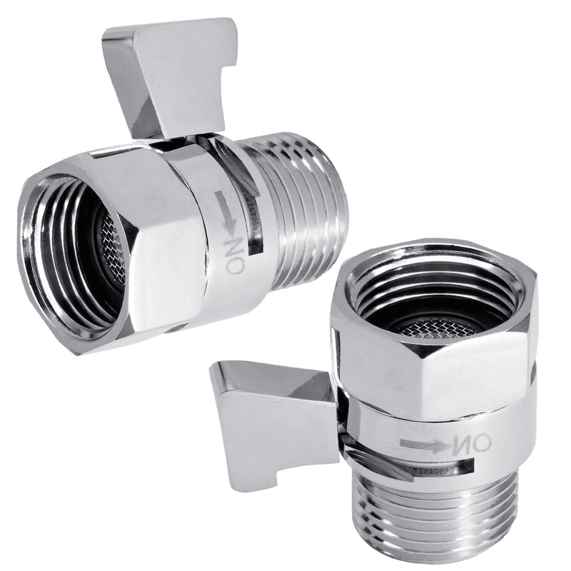 2 Pack Flow Control Valve Shower Heads, Adjustable Shut off Valve with Metal Handle Lever Water Flow Regulator, for Hand Shower Bidet Sprayer 2