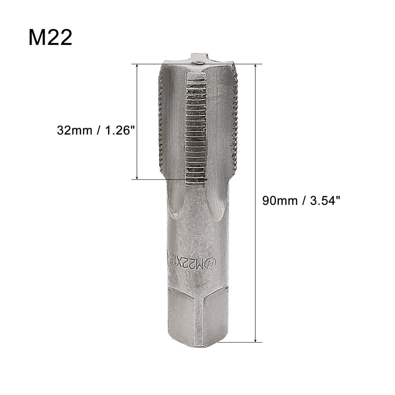 uxcell Metric Hand Tap M22 Thread 1.5 Pitch 4 Straight Flutes H2 Alloy Tool Steel Bottom & Taper Screw Tap Set Tapping Tools for Repairing 1 Pair M22 x 1.5
