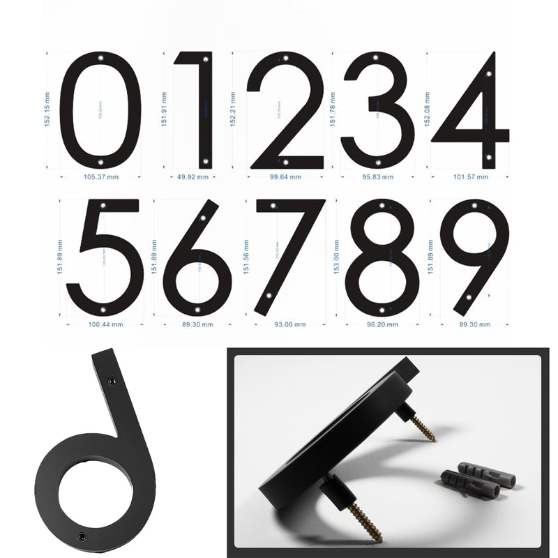 roslyong Floating House Number 6 Inch, Modern Outdoor Address Sign, Acrylic Solid Address Numbers with Nail Kit, Black Letter B