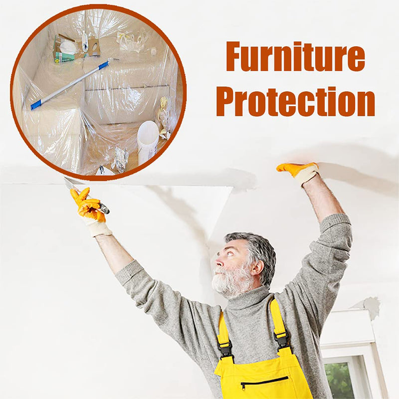 10 Pieces Plastic Drop Sheets for Painting, Waterproof and Dust-Proof Clear Cloth for Furniture Cover, 9x12 Feet Tarps 10 Pieces