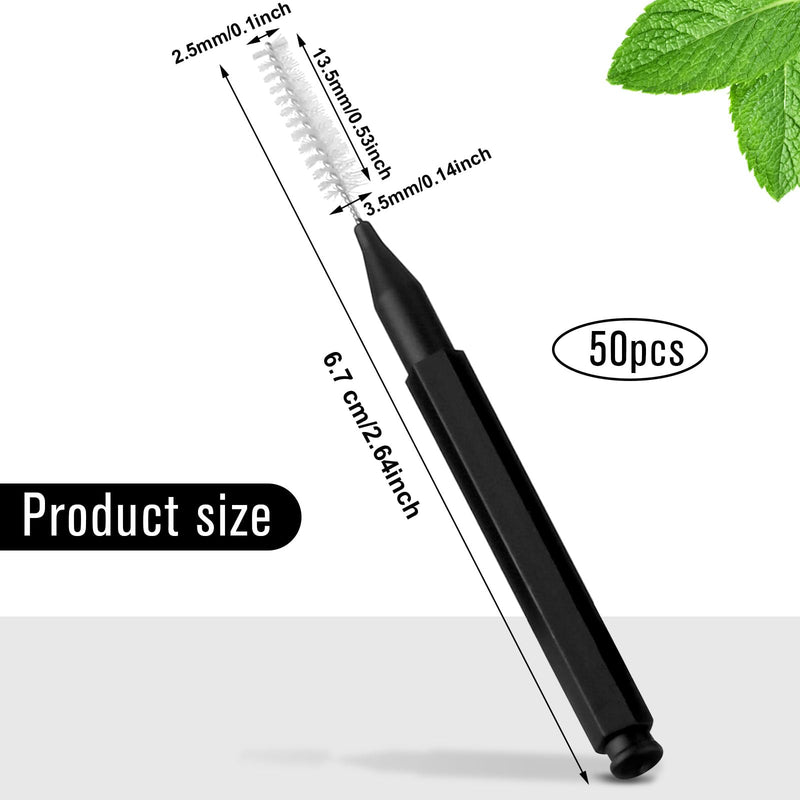 Patelai 50 Pieces Interdental Brush for Cleaner Braces Brush Toothpick Dental Tooth Flossing Head Oral Dental Hygiene Flosser Toothpick Cleaners Tooth Cleaning Tool(Black) Black