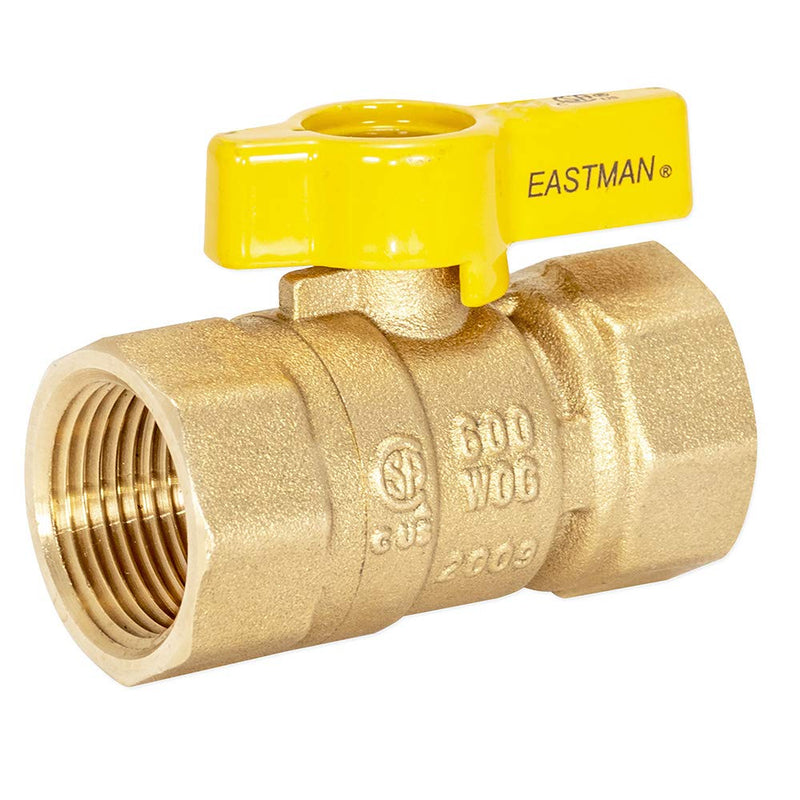 Eastman 3/4 Inch FIP Straight Gas Ball Valve with 1/4-Turn Handle, Brass Plumbing Fitting, 60011 3/4 in.