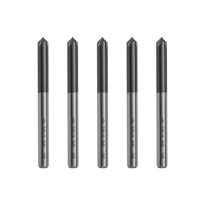 5Pcs 1/8" Solid Carbide End Mills, AlTiN Coating, 4 Flute, Chamfer End Mill for Steel, Single End End Mill Bits, 90° Chamfer Angle, 1/8" Shank Diameter 1/8" 4 Flute